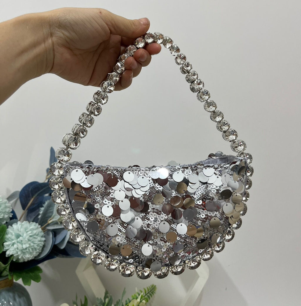 Women's bag with super shiny sequins inlaid with diamonds underarm bag with rhinestones shoulder bag for carrying