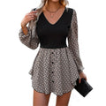 Deep V-hem irregular dress short skirt