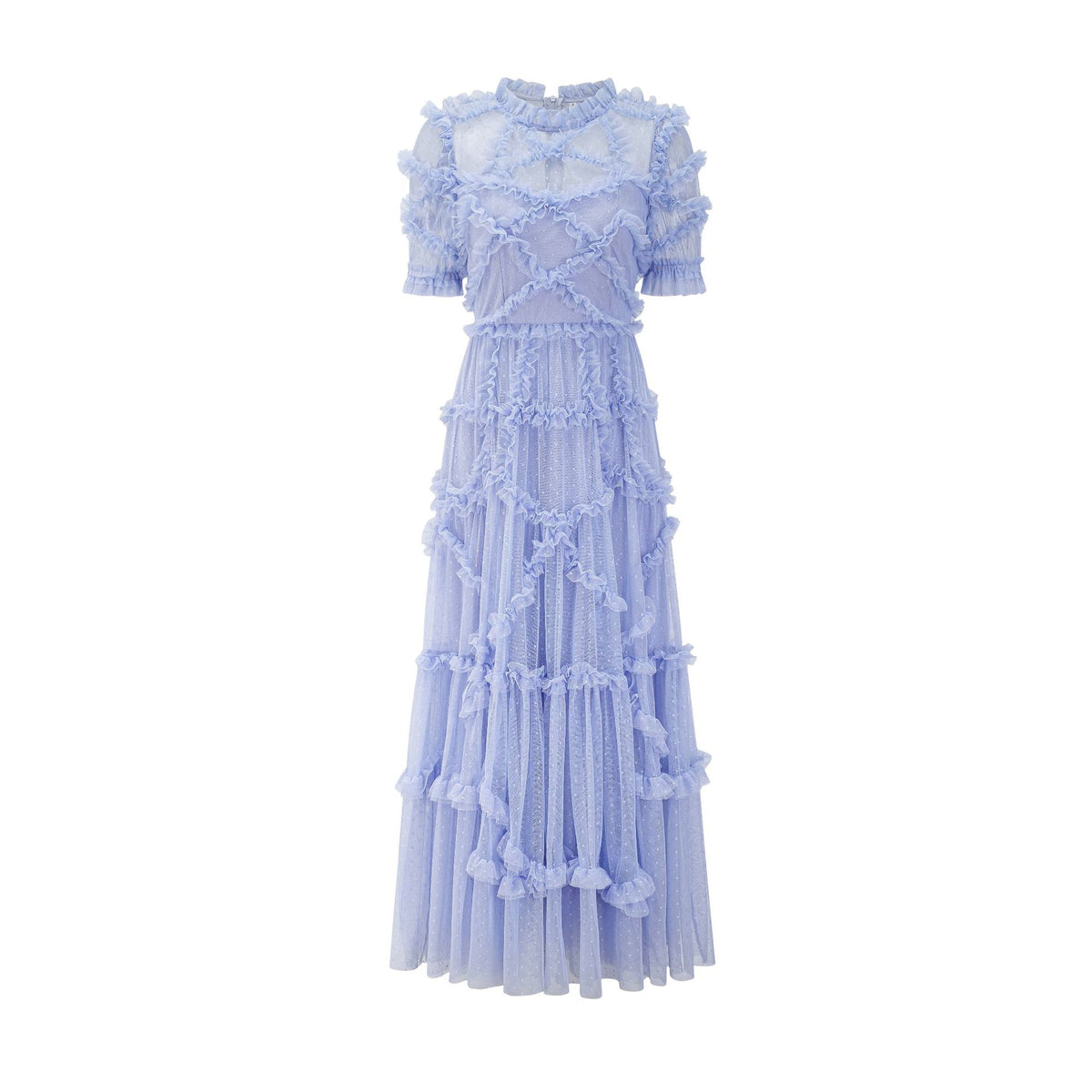 Sweet Ruffle Lace Fairy Dress Mesh Waist-Cinching Slimming Formal Gown French Fashion Dress