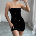 Hip hugging skirt sleeveless off shoulder slim fit short skirt