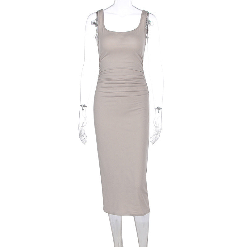 Tailored camisole revealing backpack hip dress