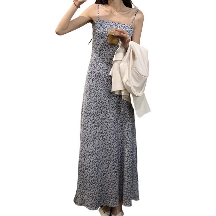 Fresh Forest Style Off-Shoulder Floral Strap Dress