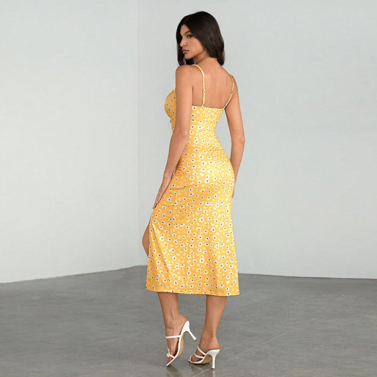 Backless printed camisole dress for women