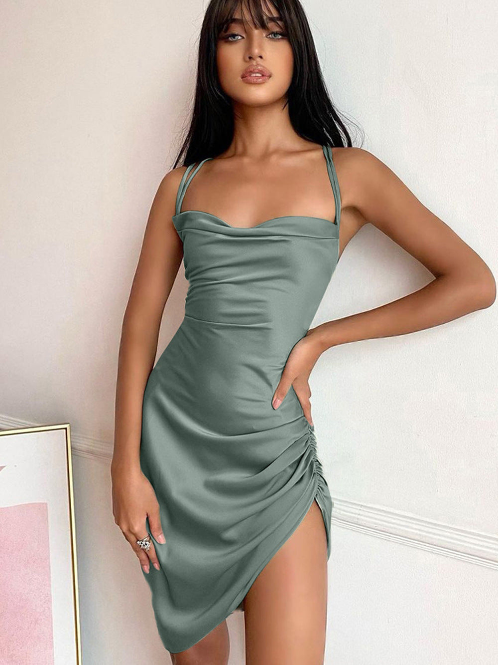 Fashion Sexy Strapless Dress with Tie Detail Solid Color Women's Summer Dress