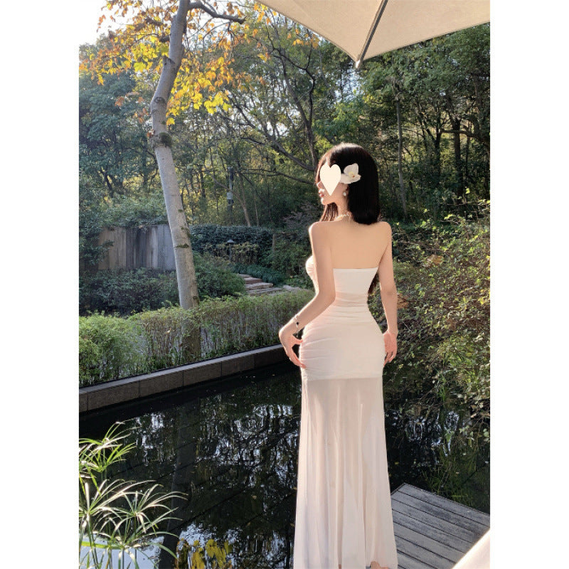 Red Strapless Sexy Dress  Style Elegant  Chic A-Line Long Dress for Women