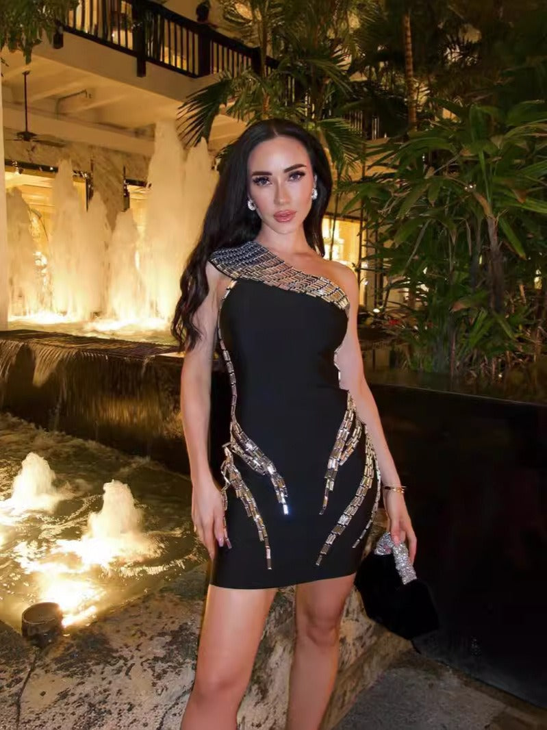 Bandage Dress High end Quality Heavy Industry Sewn Diamond Bandage Evening Dress