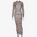 Long Sleeve O-Neck Bodycon Midi Dresses For Women