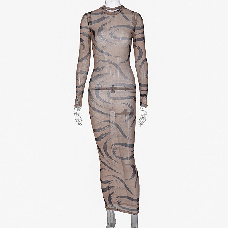 Long Sleeve O-Neck Bodycon Midi Dresses For Women