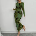 Elegant printed elastic cuckoo style dress