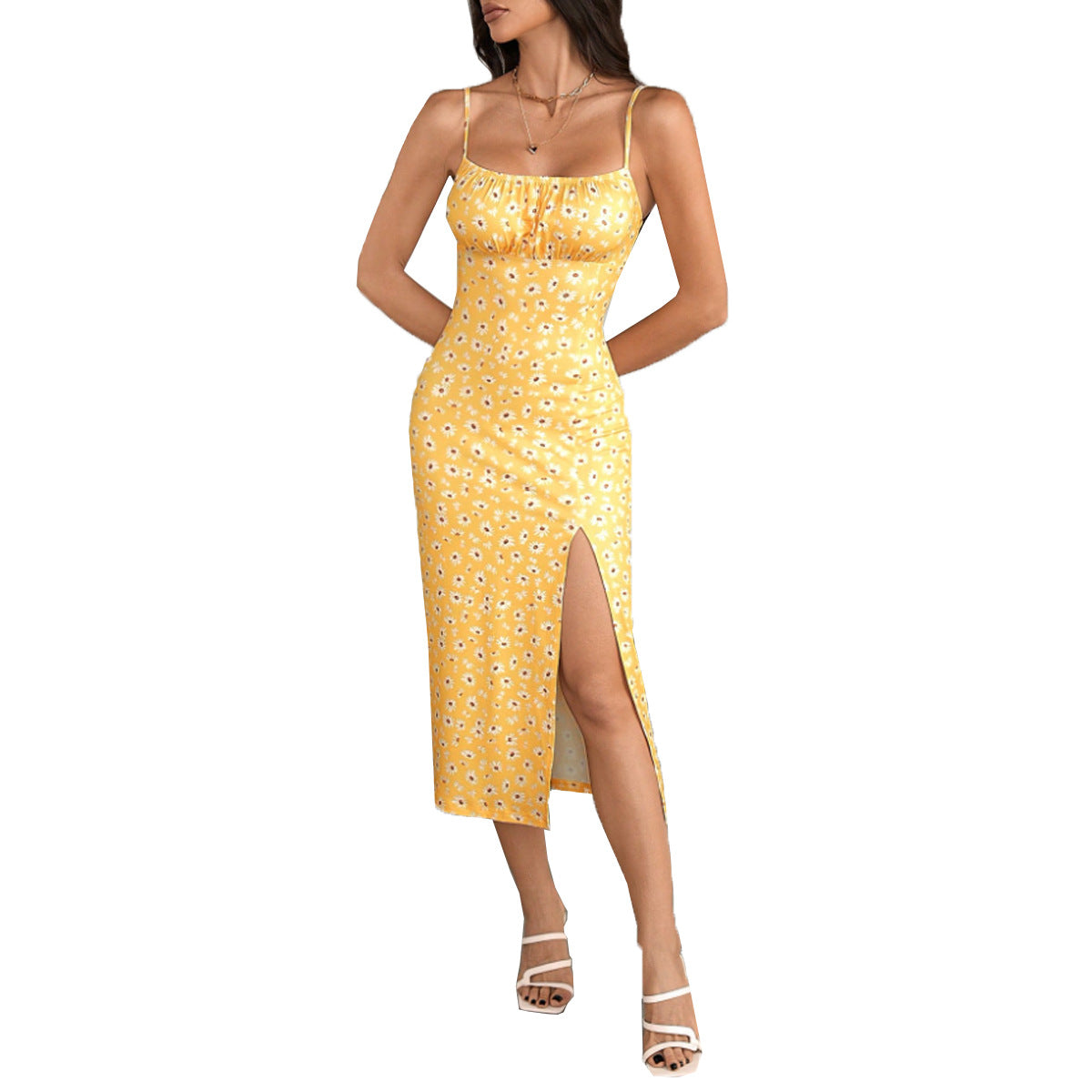 Backless printed camisole dress for women