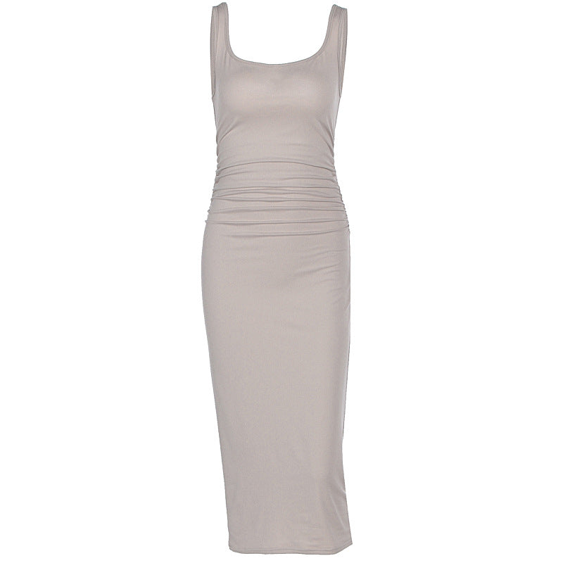 Tailored camisole revealing backpack hip dress
