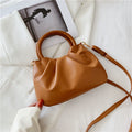 Cloud Bag Messenger Fashion Pleated Small Bag Simple Wooden Handle Handbag  One-Shoulder French Style Small Bag