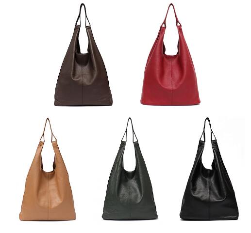 Large Leather Shoulder Bag Women Causal Vintage Soft Cowhide Skin Handbag Bucket High Quality Shoulder Bags Liner Bag
