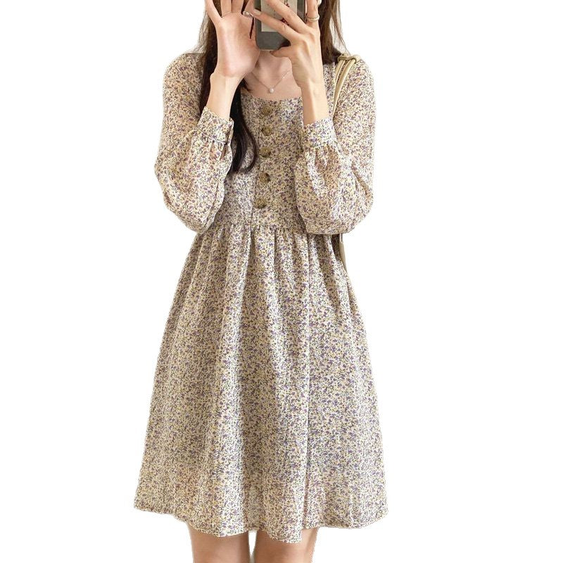 Rosalie Floral Square-Neck Midi Dress