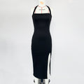 Sexy backless neck hanging dress