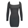 Women's long sleeved square neck bubble sleeve slim and sexy dress