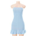 Solid color pullover sleeveless one shoulder high waisted women's dress
