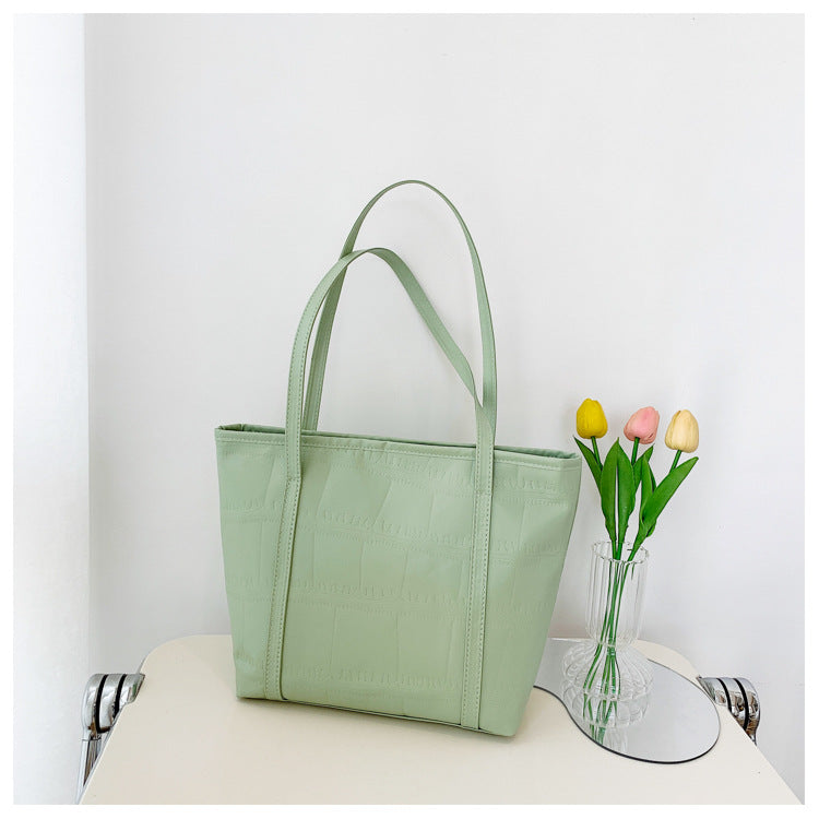 Summer Big Bag Women's New Korean Version Large Capacity Casual Shoulder Bag Texture Solid Color Tote Bag