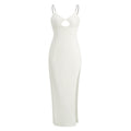 Metal Sling Mid Length Slim Fit Slim Hollow Sleeveless Solid Color Dress Women's Clothing