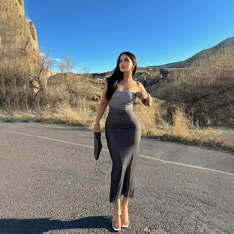 Fashion Sexy Strapless Long Dress for Women