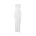 Summer sexy hot girl wrapped chest slim fit side slit long solid color dress