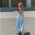 Beach Vacation Dopamine Strapless Dress Women Summer One-Shoulder Waist-Cinched Backless Dress with Ties A-Line
