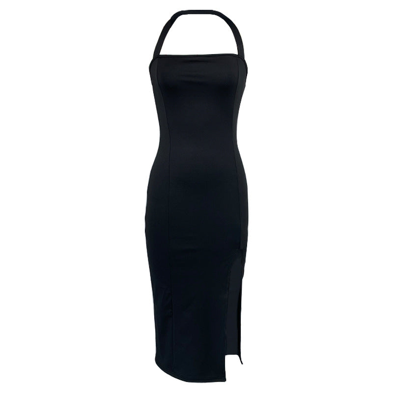 Sexy backless neck hanging dress