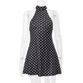 Fashionable and Elegant Polka Dot Printed Sexy Backless Waist-Cinching Dress
