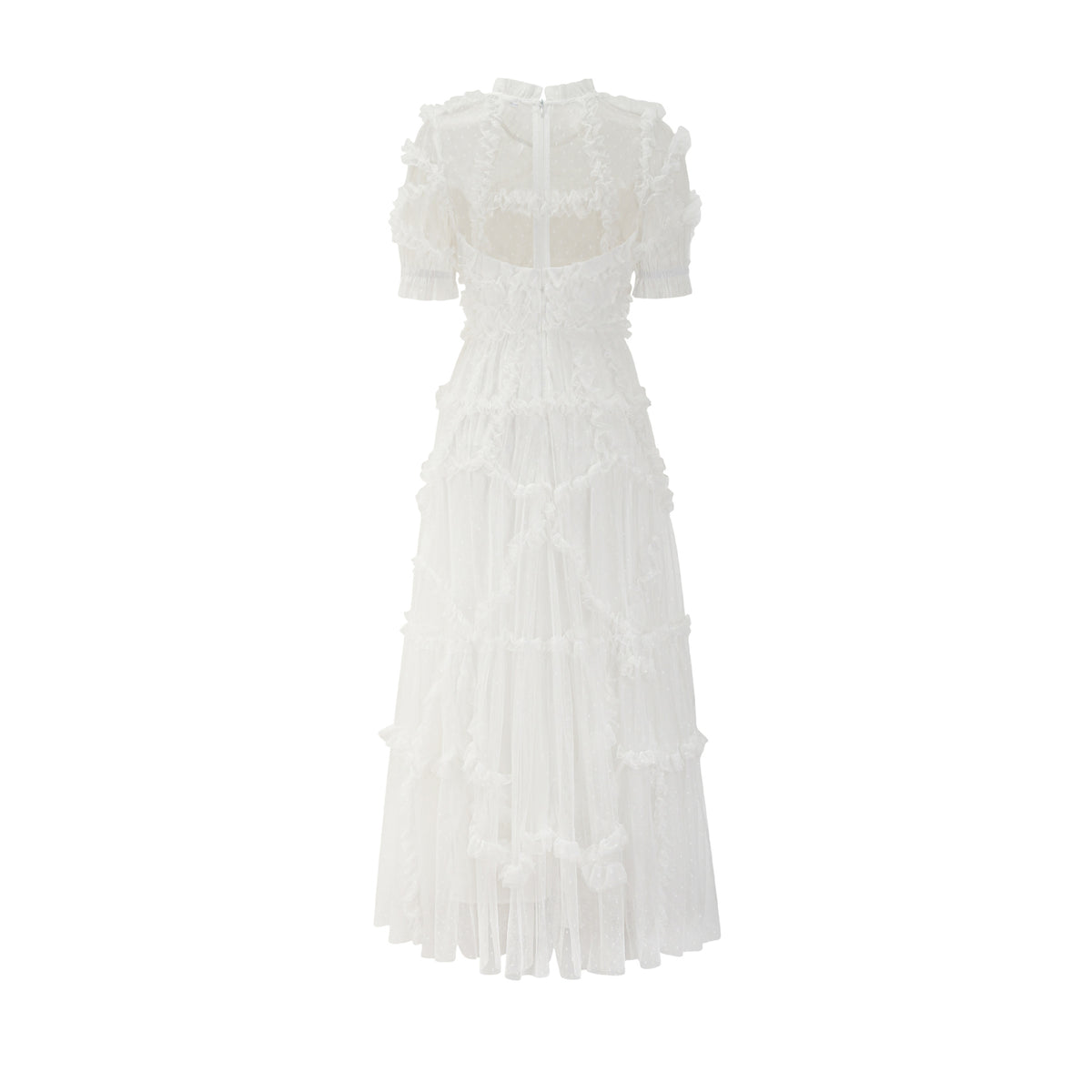 Sweet Ruffle Lace Fairy Dress Mesh Waist-Cinching Slimming Formal Gown French Fashion Dress