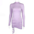 Women's sexy slim fit pleated hip hugging dress