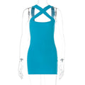 Hip hugging backless cross V-neck suspender women's dress