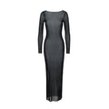 Sexy women's spicy girl slim fit mesh see through one shoulder long sleeved dress